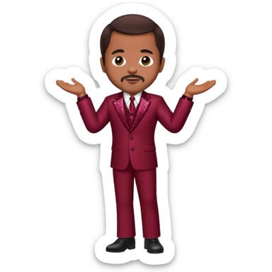Berry Gordy with dark brown hair, maroon sequin outfit  sticker