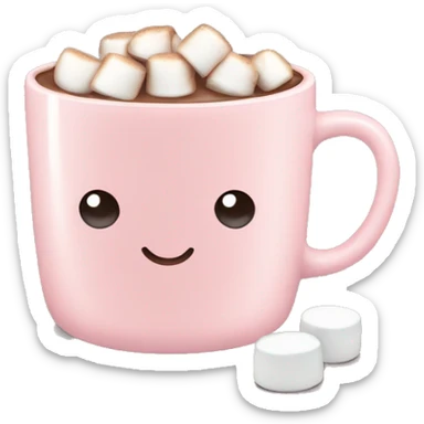 Light Pink mug of hot chocolate with marshmallows  sticker