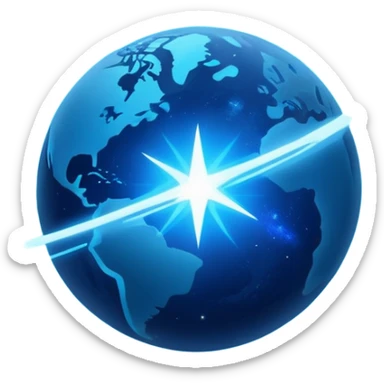 The image is a sci-fi poster with glowing blue text that reads “STAR BLAST.” A bright blue planet or star glows at the bottom, giving the design a futuristic, space-themed look. sticker