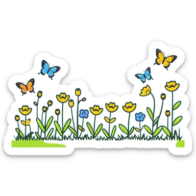 spring meadow with butterflies sticker