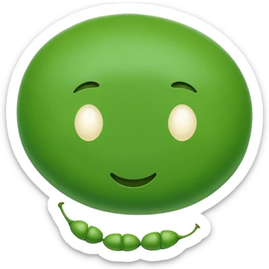 A plain green pea, perfectly round and bright green, no face, no decorative elements, just a simple pea sticker