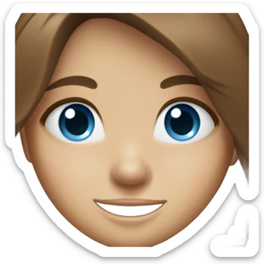 Girl with brown hair and blue eyes giggling sticker