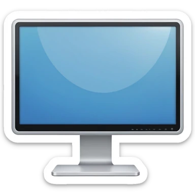 A flat-style illustration of a computer monitor . The monitor is sleek and modern, rendered in minimal detail. front view sticker