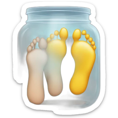 two human feet right and left outside of an empty glass jar between them sticker
