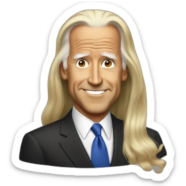 joe biden with long hair sticker