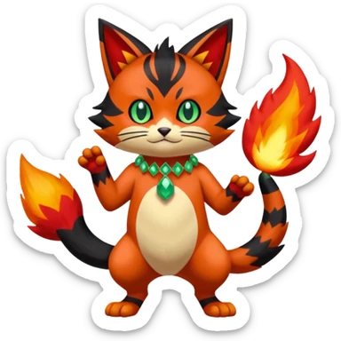 Sprigatito-Litten-Torracat-Meowscarada-Pokémon-Fakémon-animal-fusion (full body) sticker