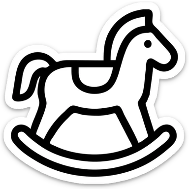 rocking horse, simple icon style, clean lines, minimal details, suitable for app icon sticker
