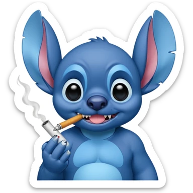 Stitch qui fume sticker