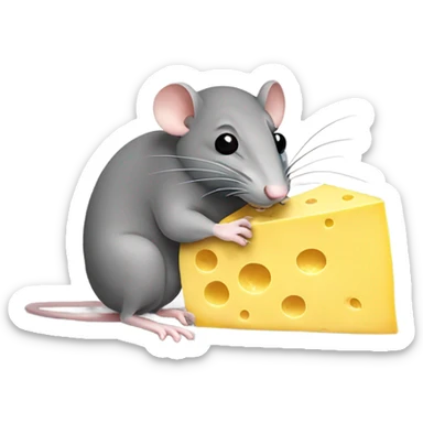 Rat eating cheese sticker