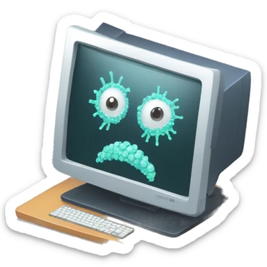 Please draw a picture of the program virus in the computer screen sticker