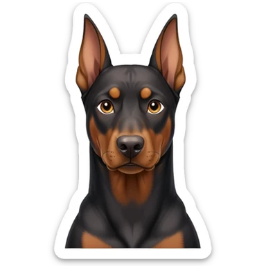 Doberman with one ear up and one ear floppy sticker