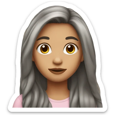 1girl,long browm hair sticker