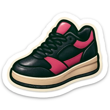 black and pink sneaker, fun and trendy, vintage sticker look sticker