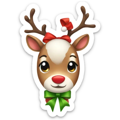 cute Christmas reindeer with a bow sticker