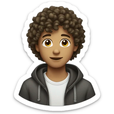 cute teenage boy with curly hair sticker
