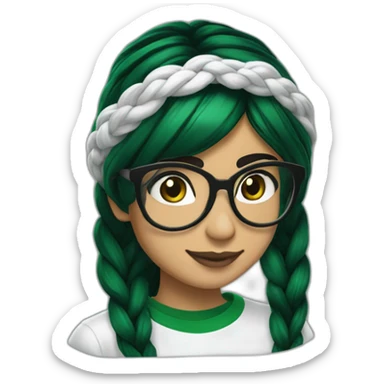Mia Khalifa black braid white tshirt green sleeves slytherin emblem sticker