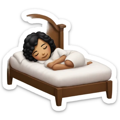 Girl with black hair sleeping in a cozy christmas bed sticker