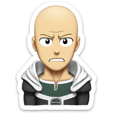 anime caracter one punch man with angry face sticker