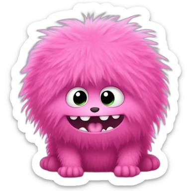 All Pink cute furry monster no face sticker