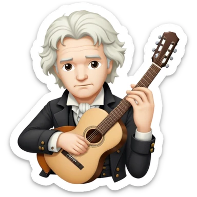 White haired Beethoven with guitar sticker