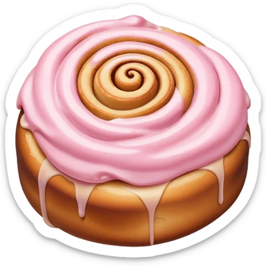 Cinnamon roll with pale pink icing sticker