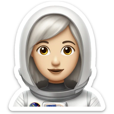 White Girl with Dark Brown Hair and￼ Bangs astronaut sticker