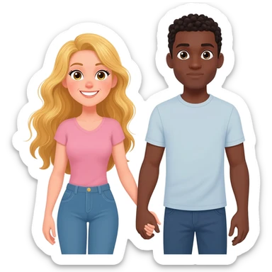 Blonde womna holding hands with black man sticker