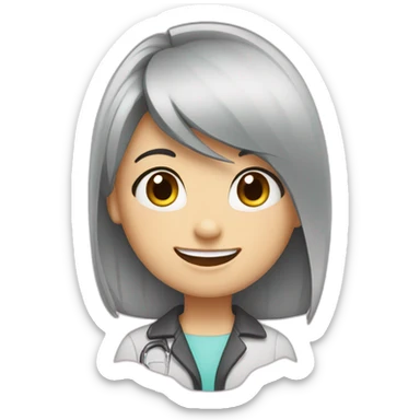 Dentist-girl-eyesmile-black middle straight hair-bracket teeth sticker