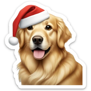 Golden retriever with Santa hat sticker
