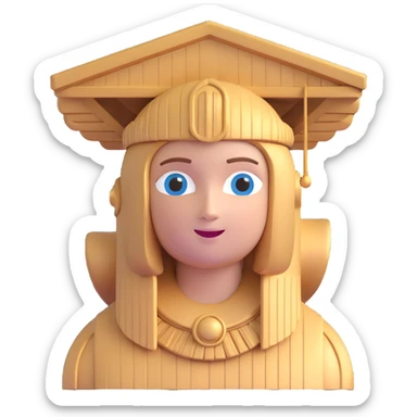 chatbot with Parthenon roof as hat, friendly face sticker