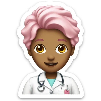 nurse with pink hair sticker