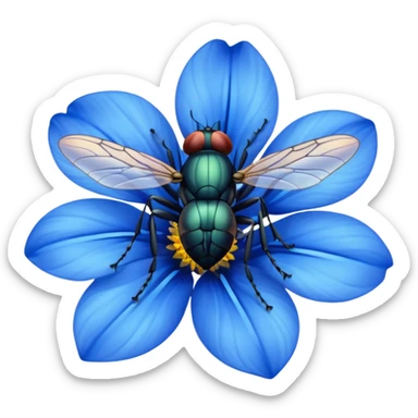 
fly on blue flower sticker