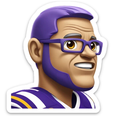 LSU football coach Brian Kelly but with a purple face sticker