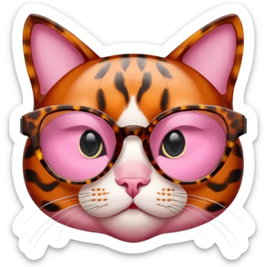 Rose pink glasses, cat type. sticker