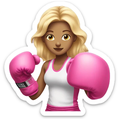 blonde girl wearing pink boxing gloves sticker