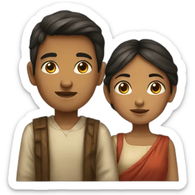 Boy and Girl in old culture sticker