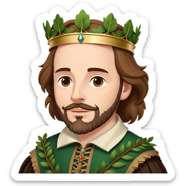 Shakespeare wearing a laurel wreath crown as the Bard sticker