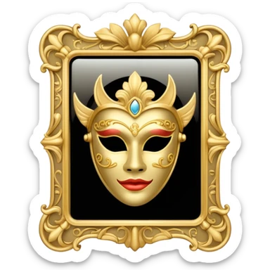 magic mirror on the wall from Shrek with a theater mask inside sticker