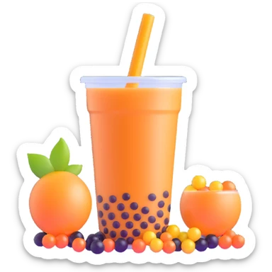 bubble tea with boba pearls sticker