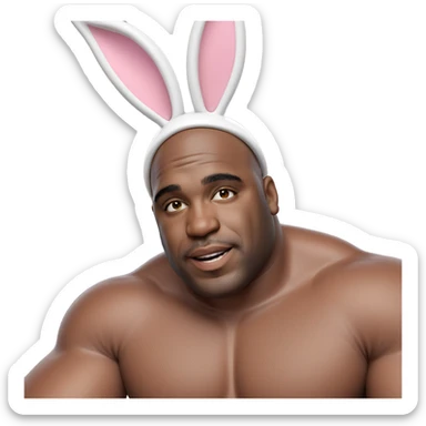 smiling male with rabbit ears sticker