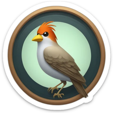 bird with beak in a bullseye sticker