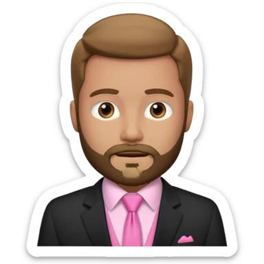 bearded man with pink tie and blazer sticker