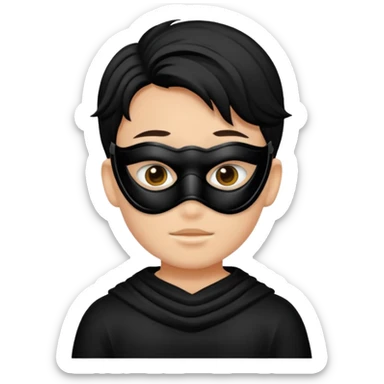 a boy wearing mask black sticker