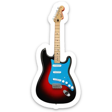 black and blue and red fender stratosphere sticker