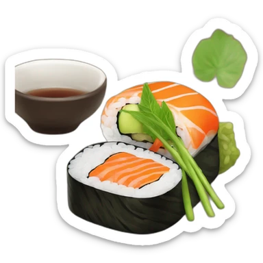 sushi mit stäbchen und wasabi sticker