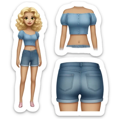 Glinda in a croc top and short jeans  sticker