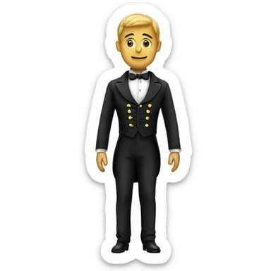 man in tailcoat stands with his back sticker