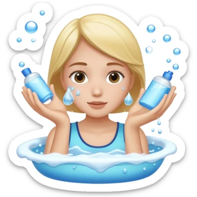 puedes crear un sticker de una chica lavandose la cara sticker