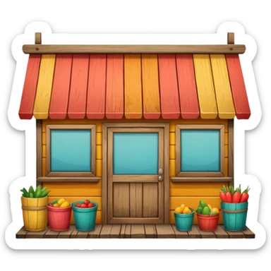 small indonesian roadside shop, front facing sticker