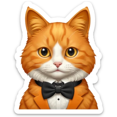 Orange cat wearing a bow tie  sticker